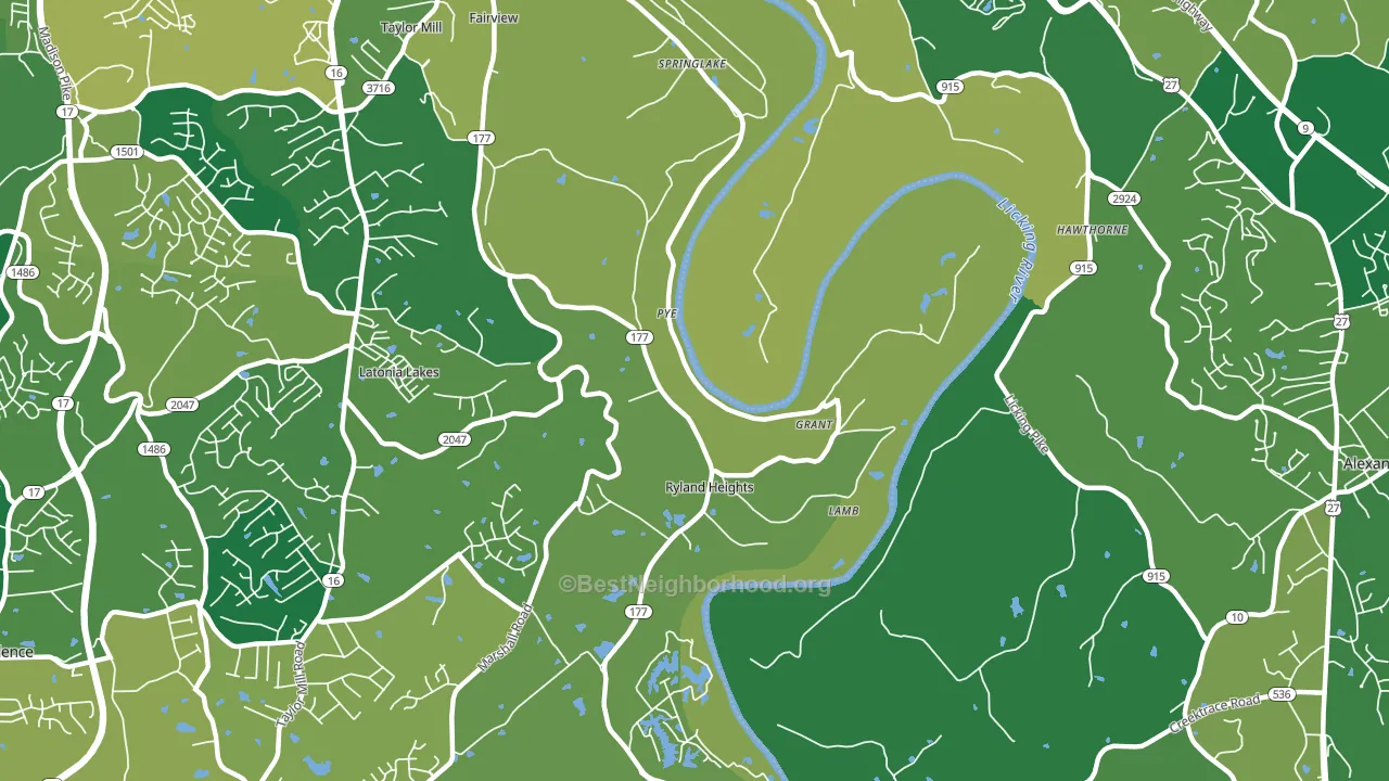 Ryland Heights, KY block-group voter-turnout map