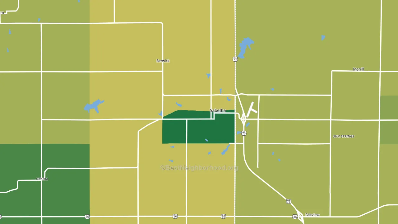 Sabetha, KS block-group voter-turnout map