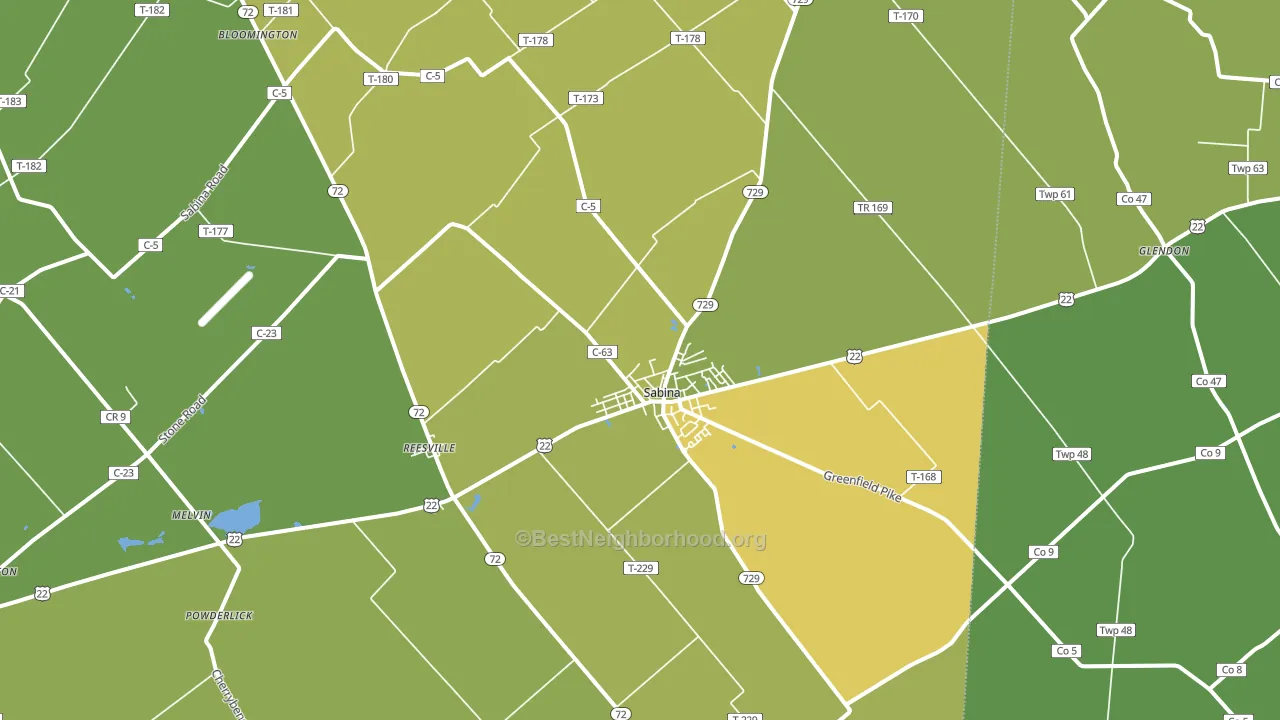 Sabina, OH block-group voter-turnout map