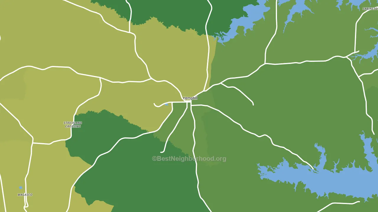 Sabine County, TX block-group voter-turnout map