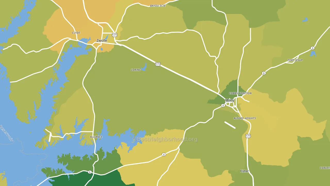 Sabine Parish, LA block-group voter-turnout map