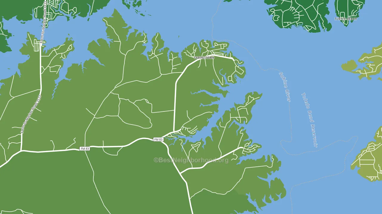 Sabinetown, TX block-group voter-turnout map