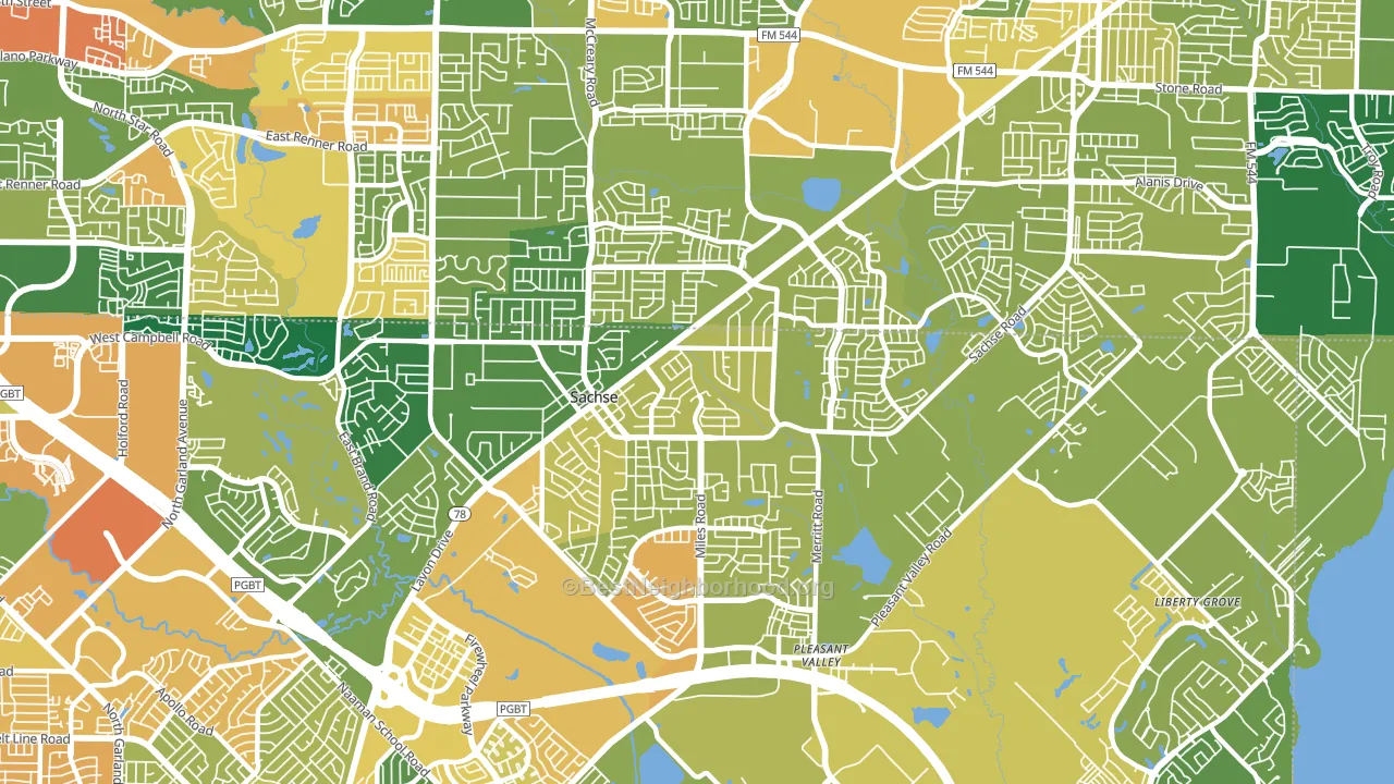 Sachse, TX block-group voter-turnout map