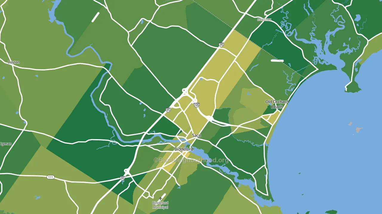 Saco, ME block-group voter-turnout map