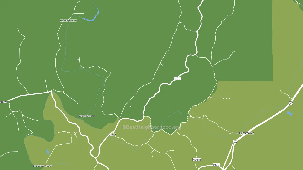 Saco, MO block-group voter-turnout map