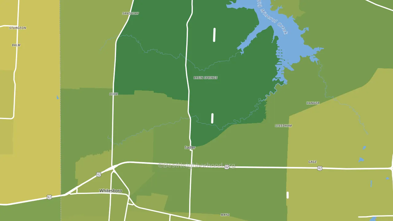 Sadler, TX block-group voter-turnout map