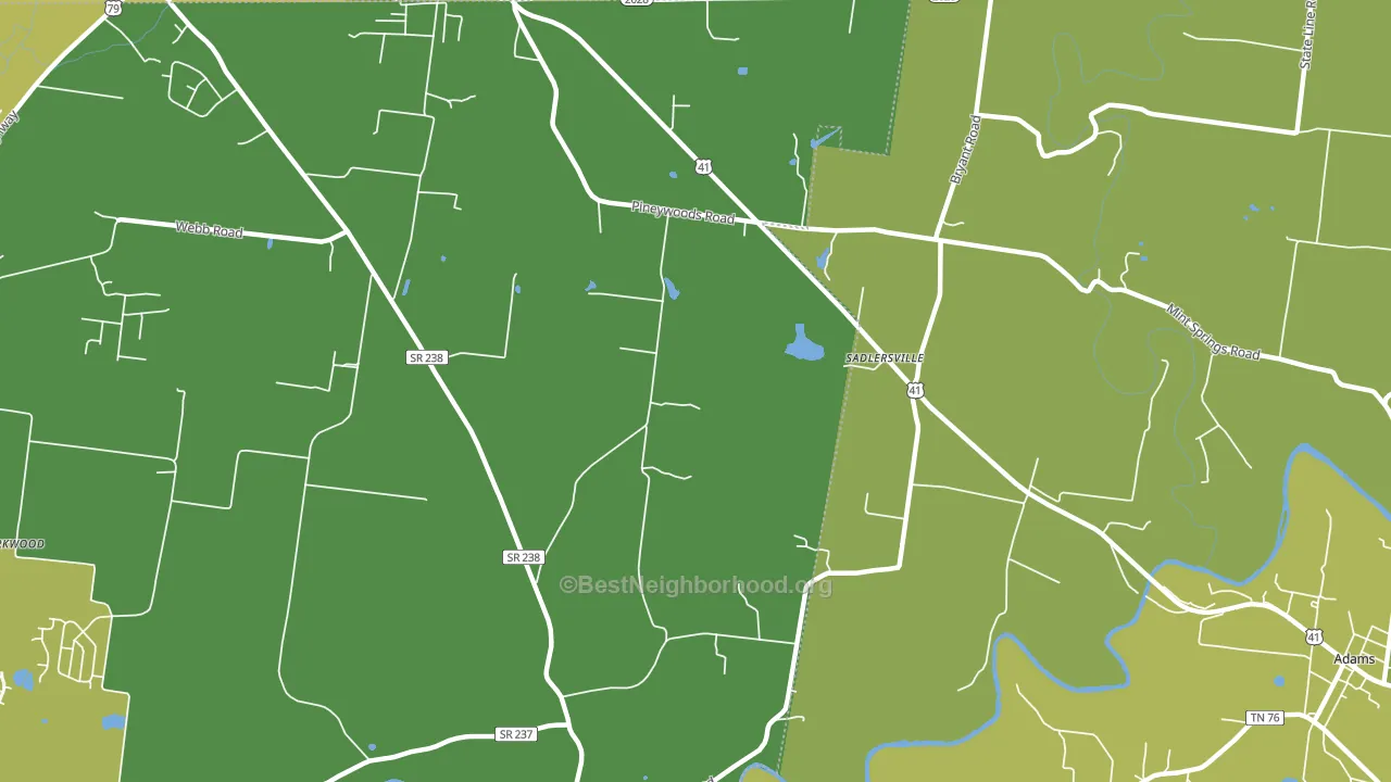 Sadlersville, TN block-group voter-turnout map