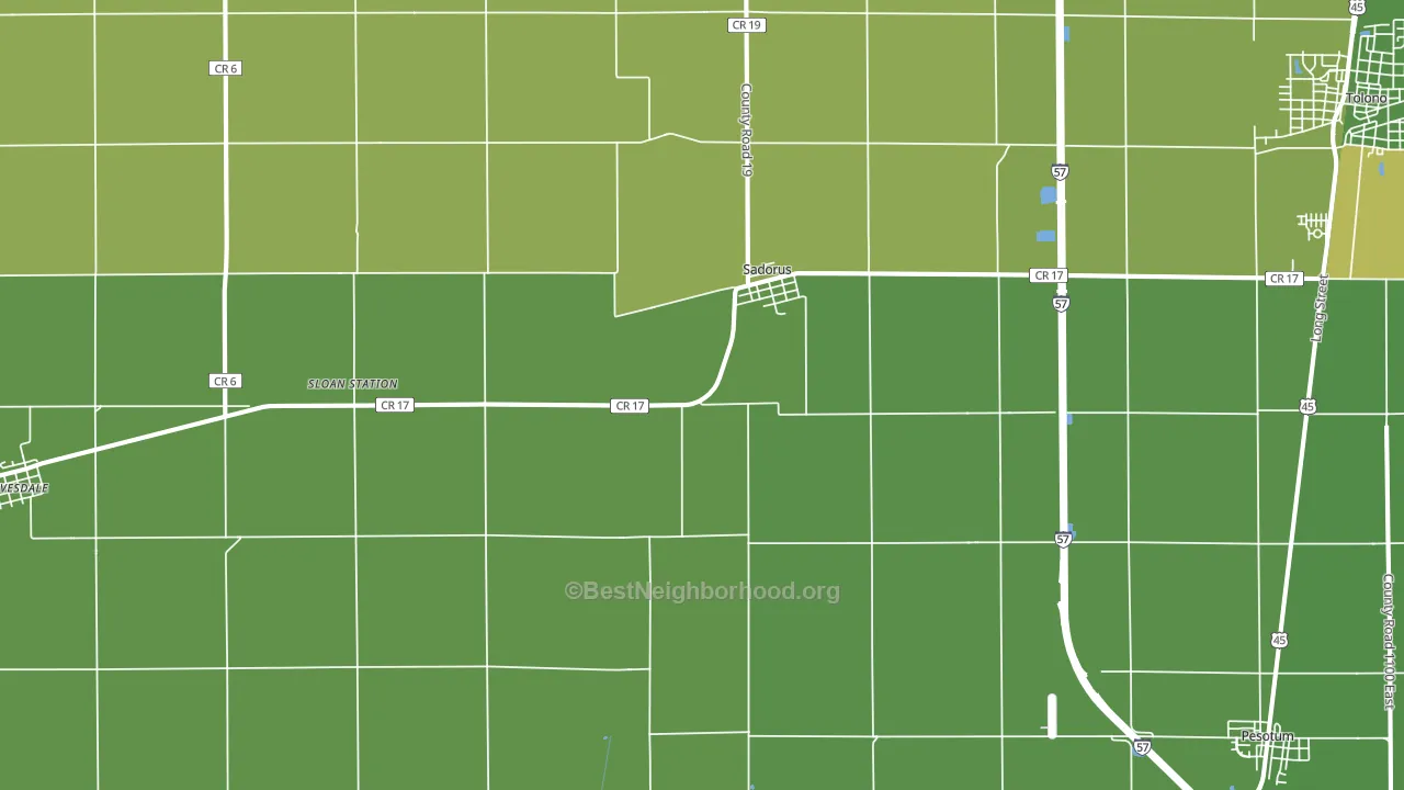 Sadorus, IL block-group voter-turnout map