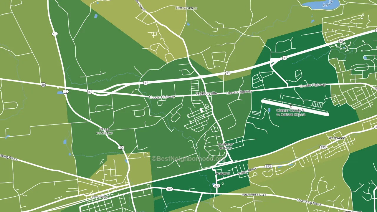Sadsburyville, PA block-group voter-turnout map