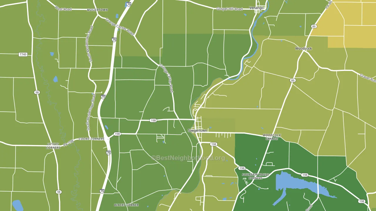 Saegertown, PA block-group voter-turnout map