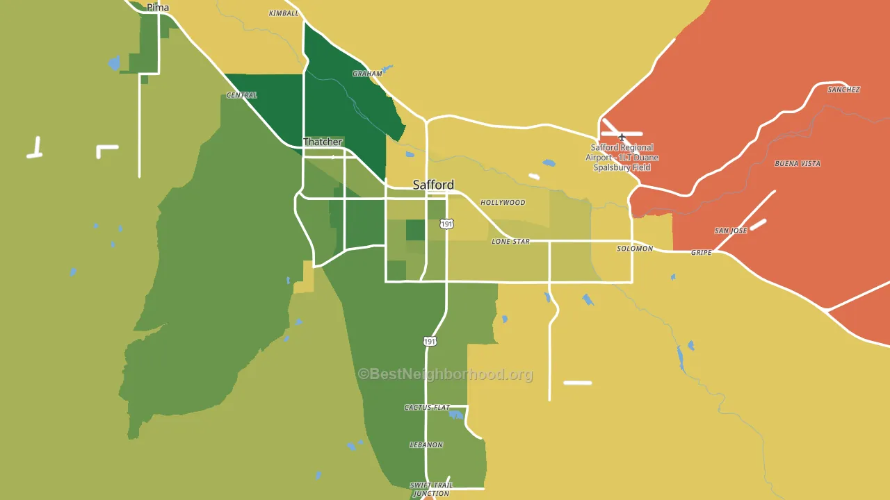 Safford, AZ block-group voter-turnout map