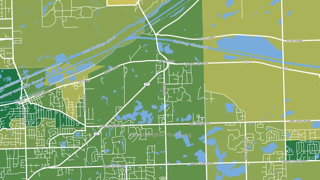 Sag Bridge, IL block-group voter-turnout map