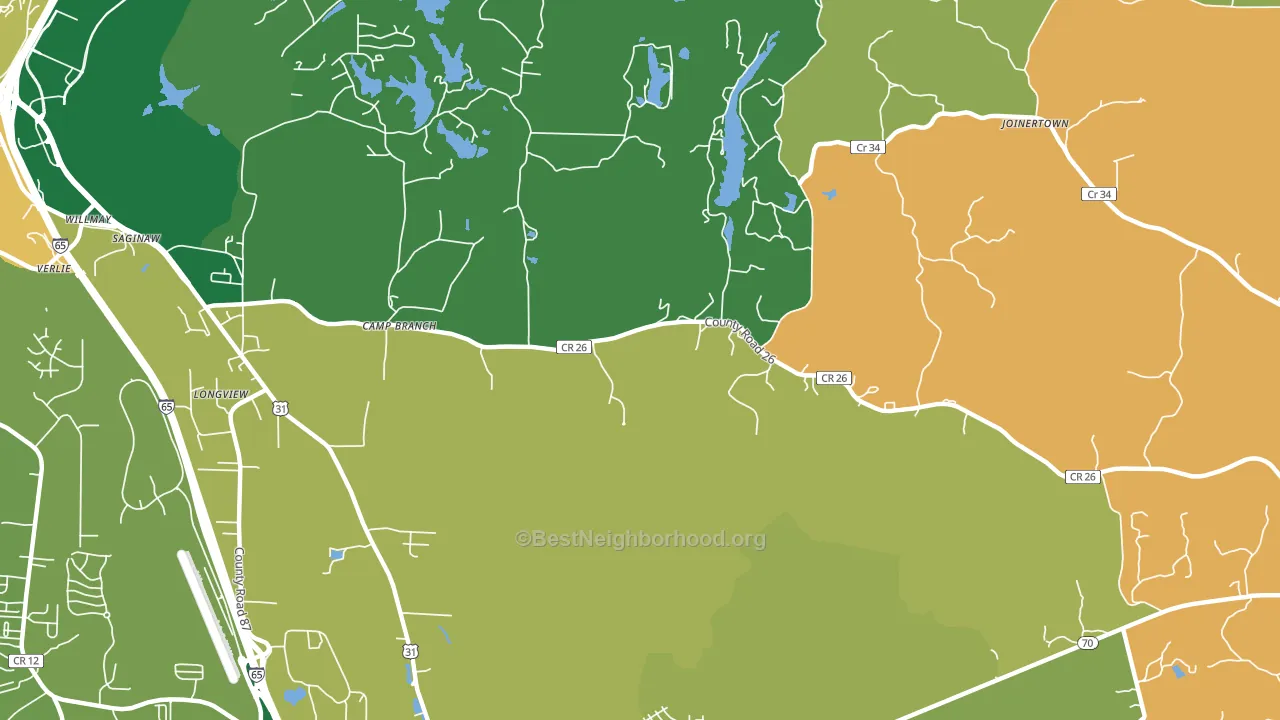 Saginaw, AL block-group voter-turnout map