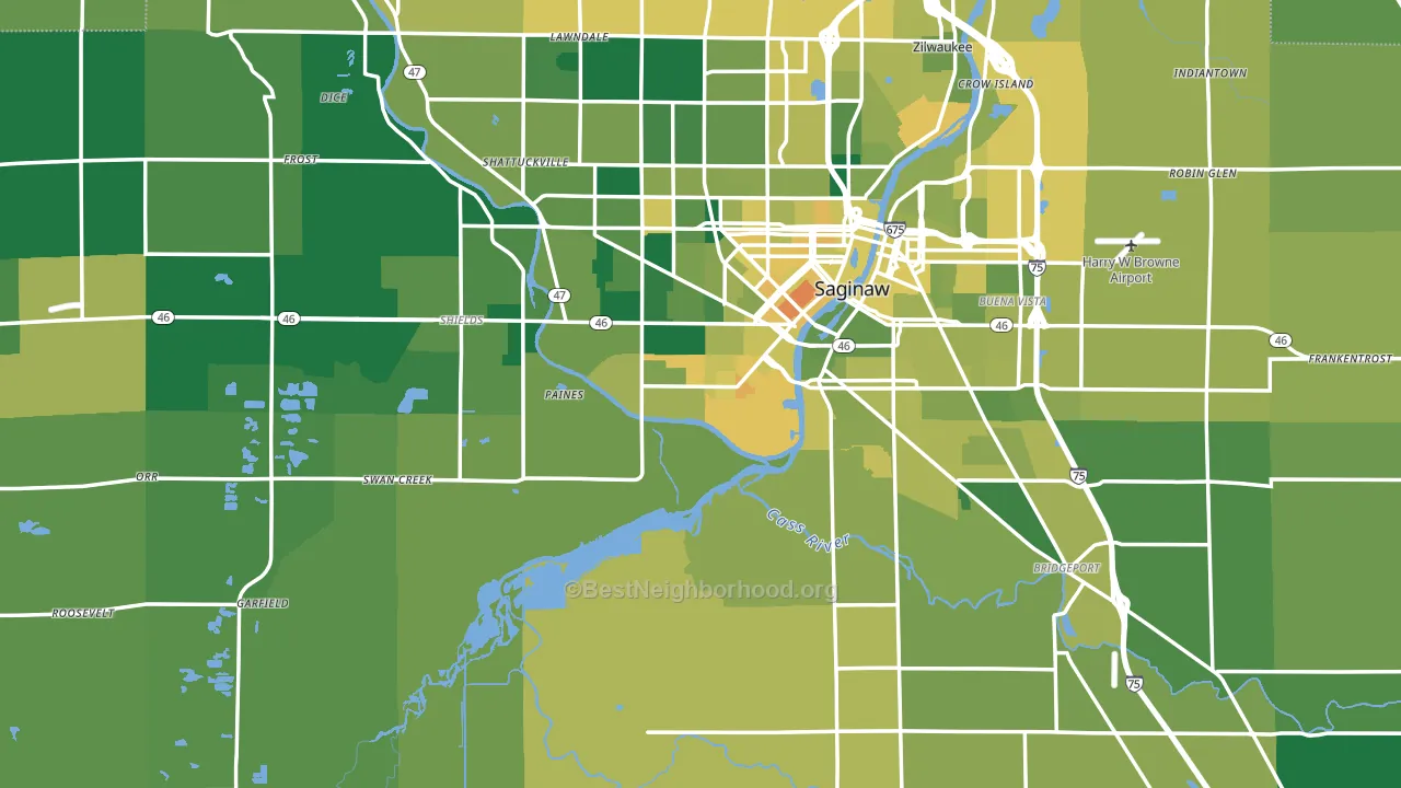 Saginaw County, MI block-group voter-turnout map