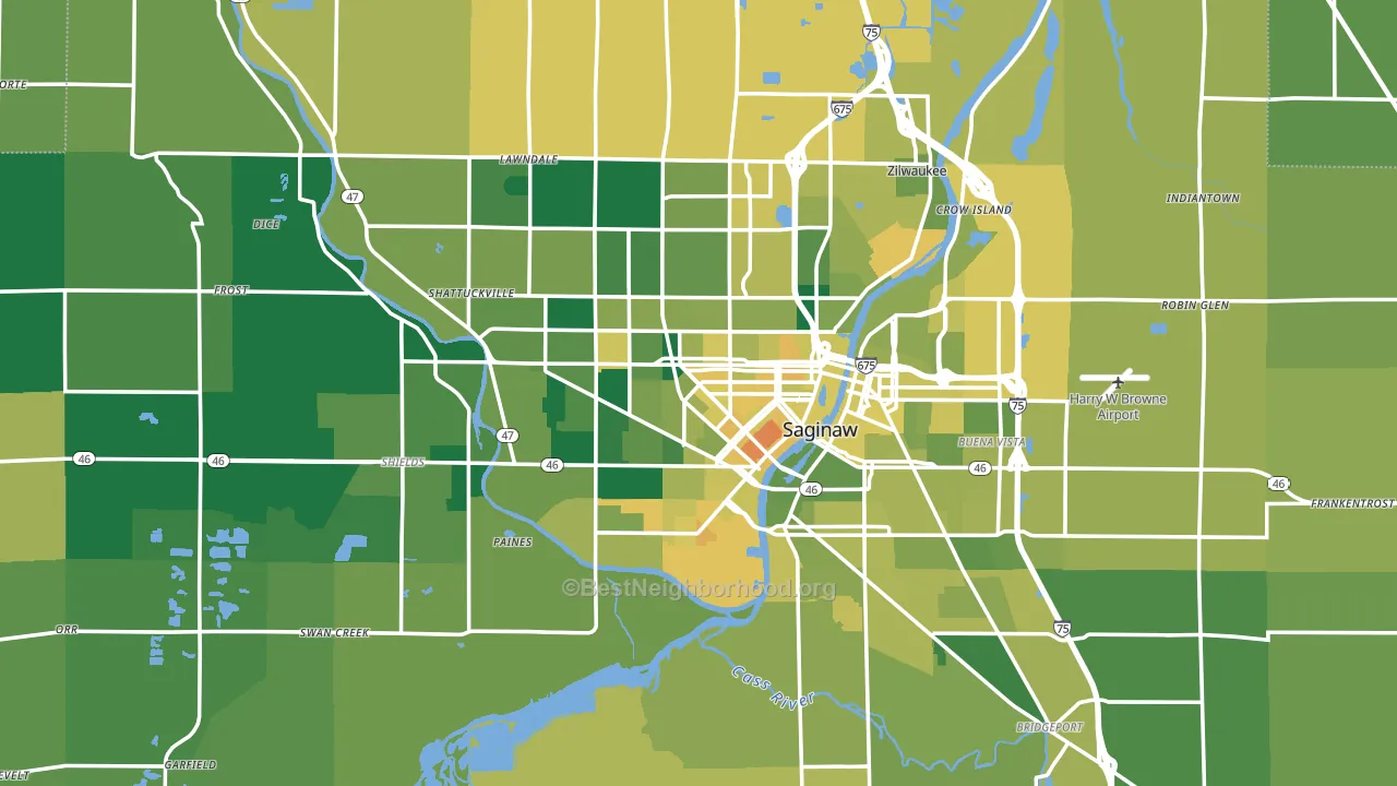 Saginaw, MI block-group voter-turnout map