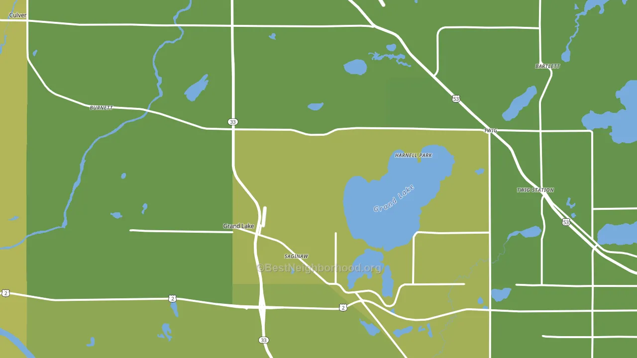 Saginaw, MN block-group voter-turnout map