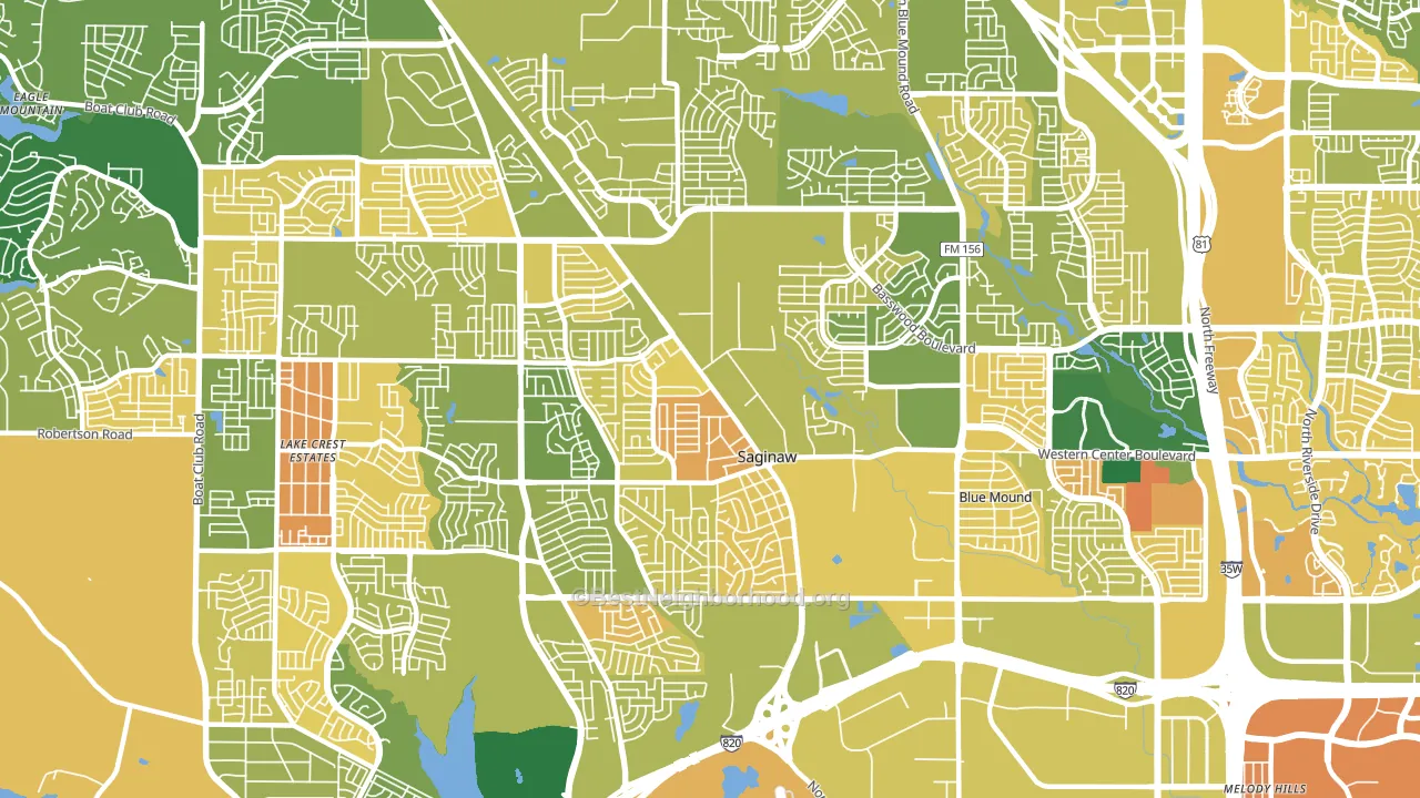 Saginaw, TX block-group voter-turnout map