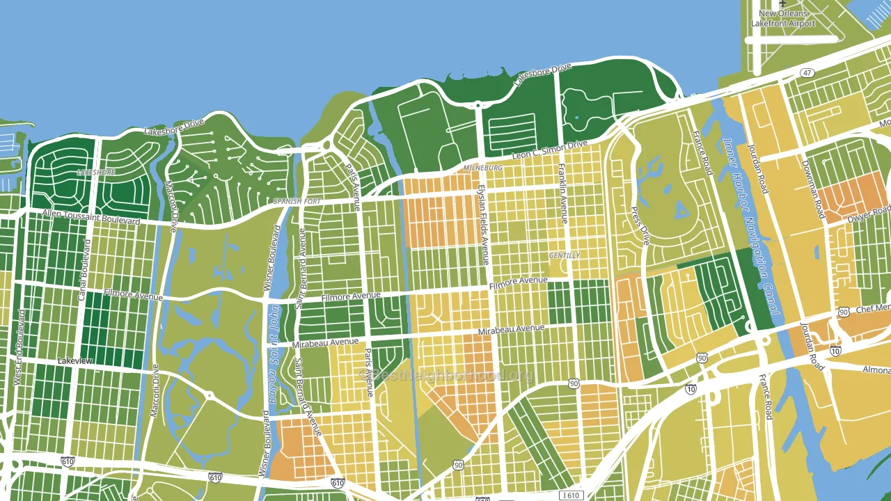 Saint Anthony, New Orleans, LA block-group voter-turnout map