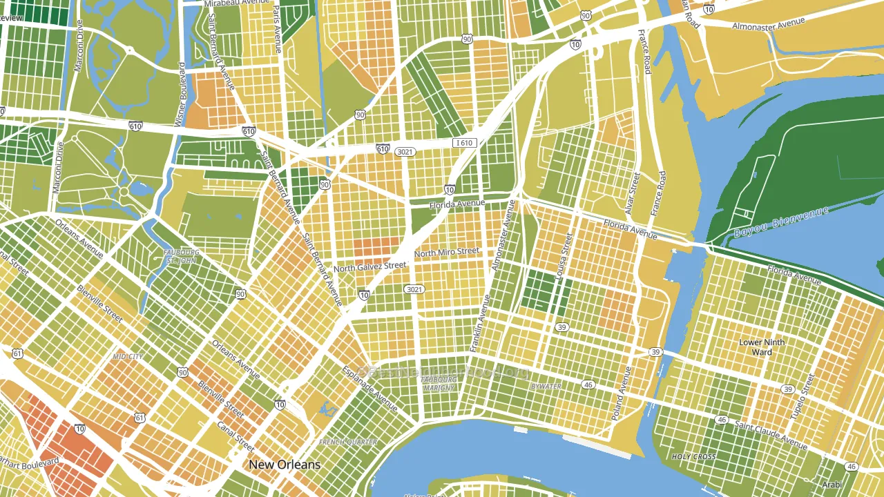 Saint Roch, New Orleans, LA block-group voter-turnout map