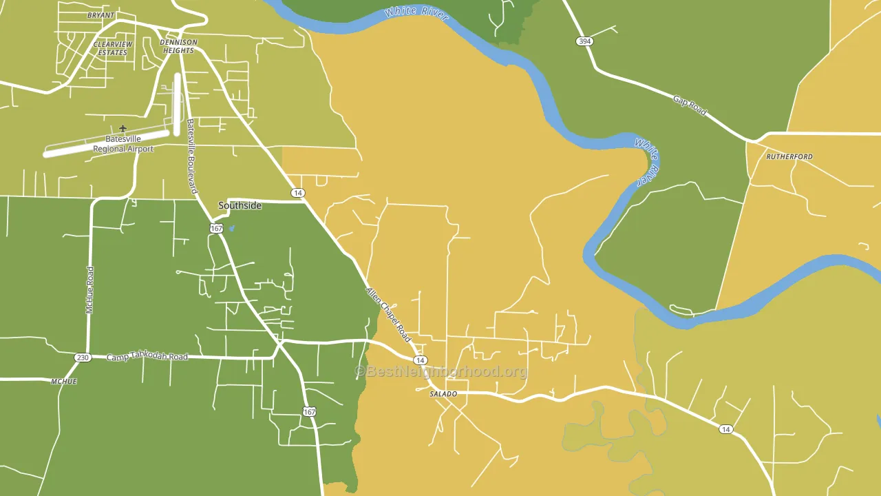 Salado, AR block-group voter-turnout map