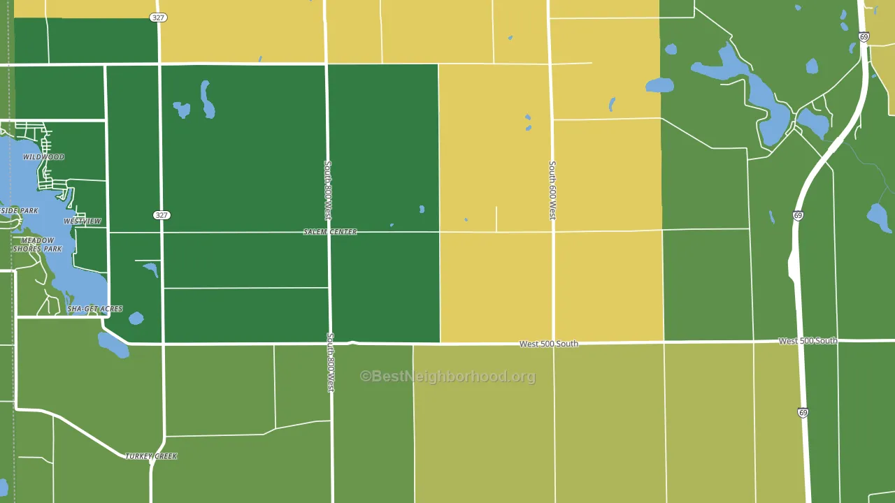 Salem Center, IN block-group voter-turnout map