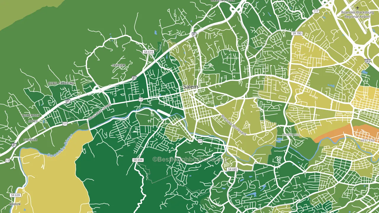Salem City, VA block-group voter-turnout map