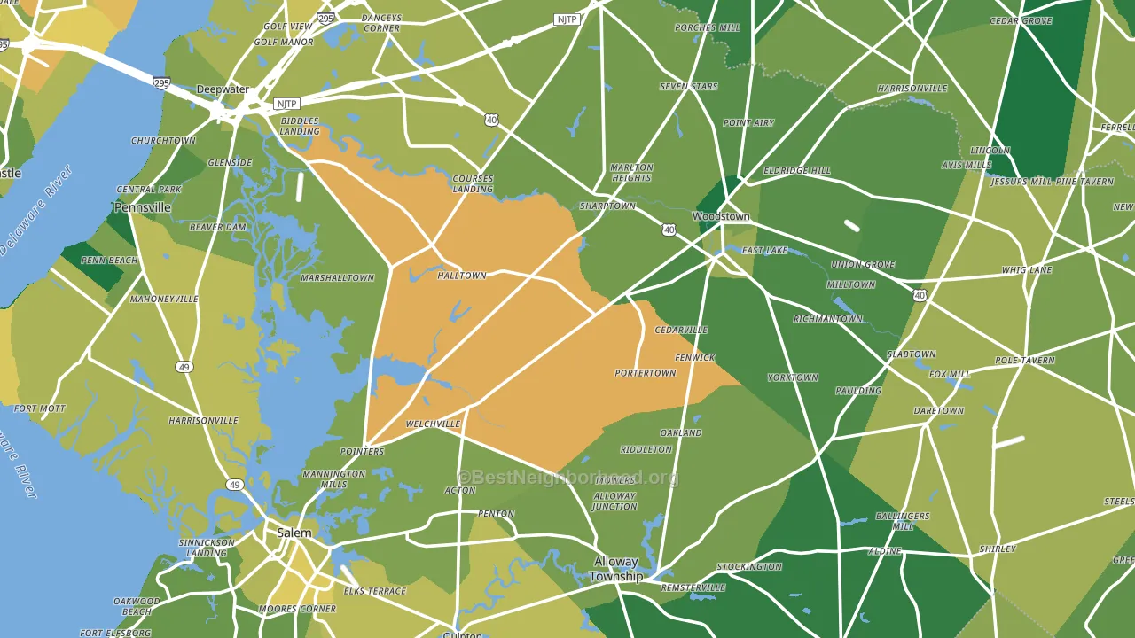 Salem County, NJ block-group voter-turnout map