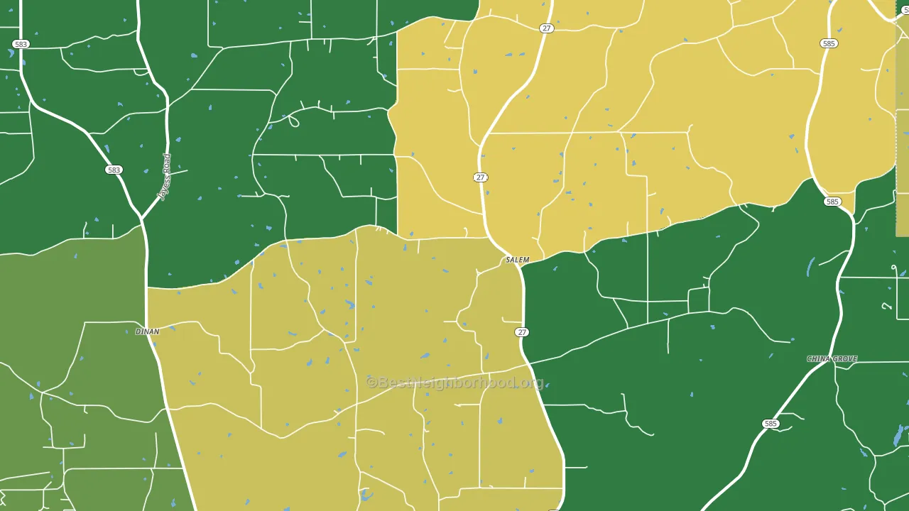 Salem, MS block-group voter-turnout map