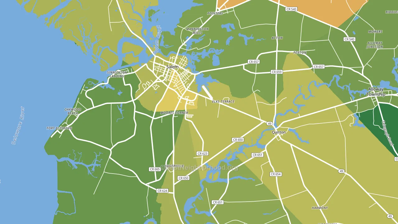 Salem, NJ block-group voter-turnout map