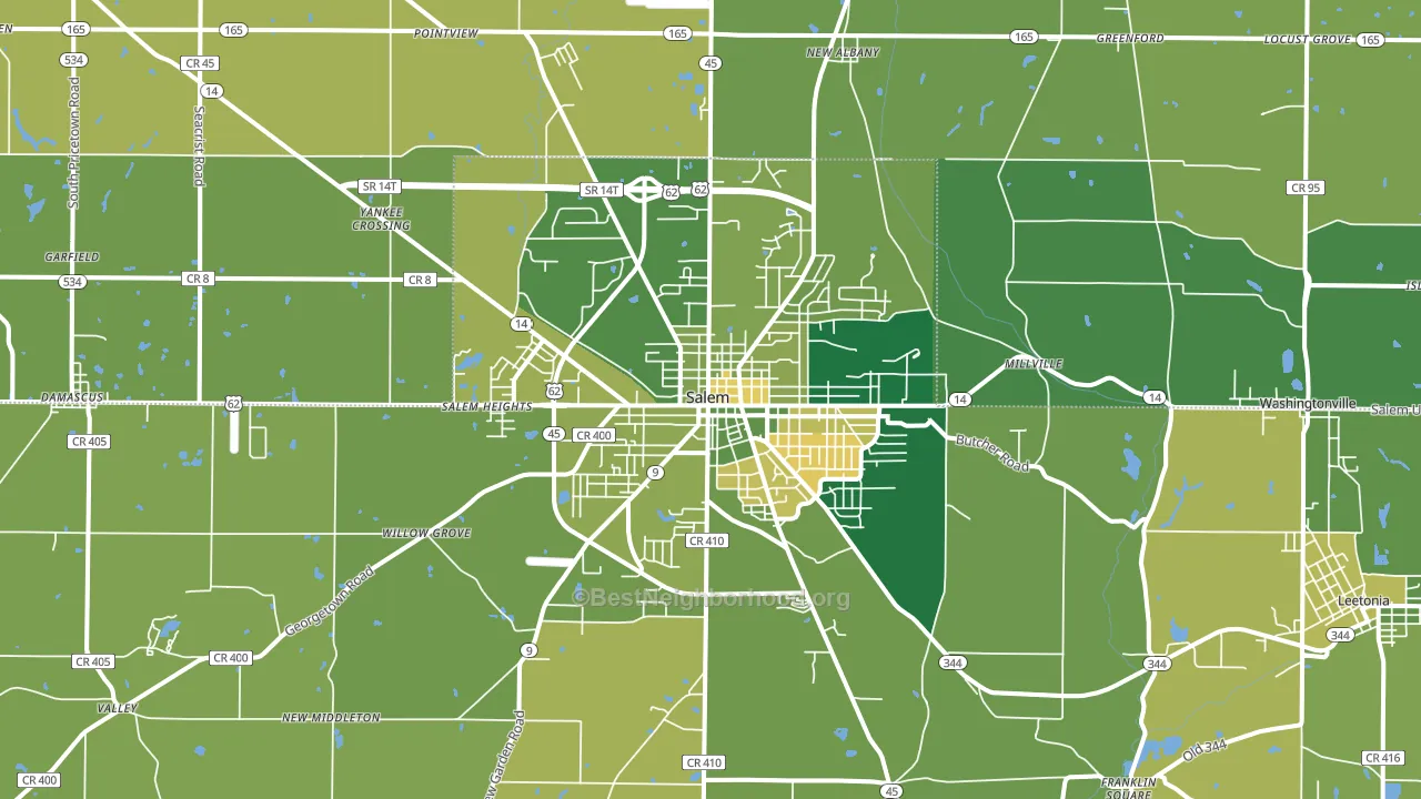 Salem, OH block-group voter-turnout map