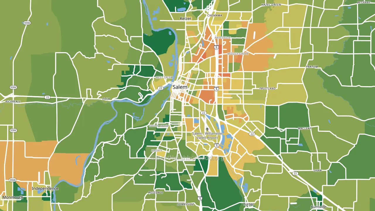 Salem, OR block-group voter-turnout map