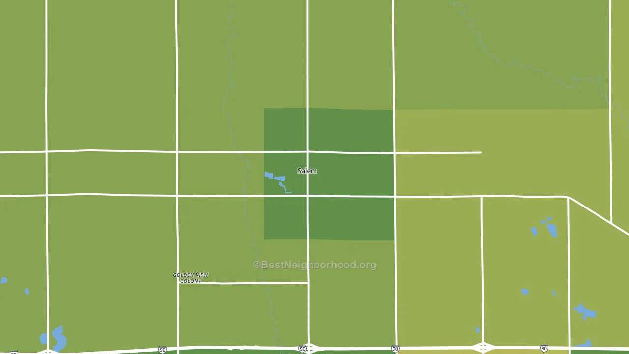 Salem, SD block-group voter-turnout map