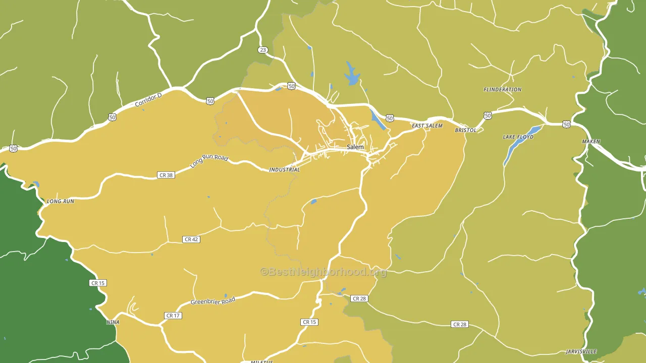 Salem, WV block-group voter-turnout map