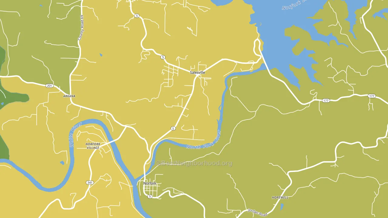 Salesville, AR block-group voter-turnout map