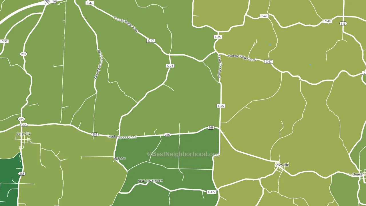 Salesville, OH block-group voter-turnout map