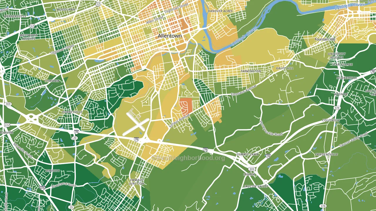 salisbury, Allentown, PA block-group voter-turnout map