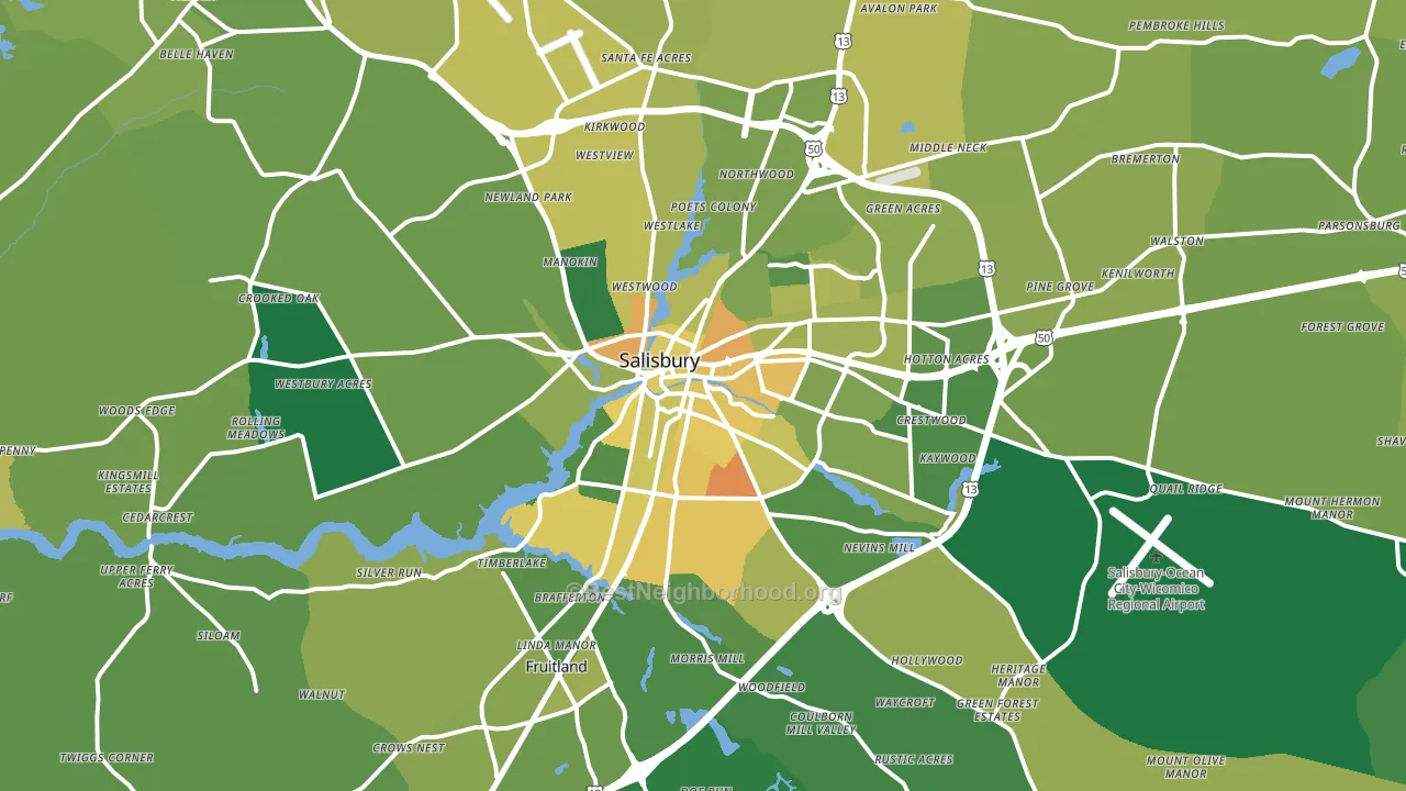 Salisbury, MD block-group voter-turnout map