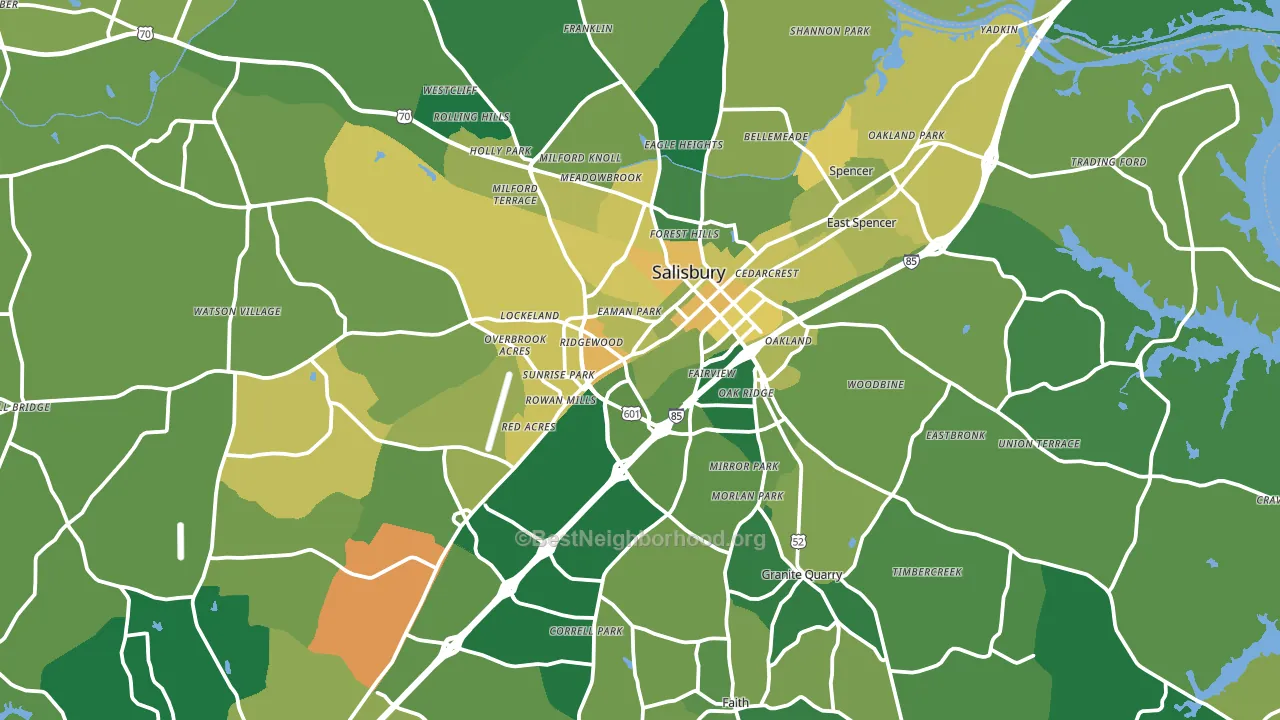 Salisbury, NC block-group voter-turnout map
