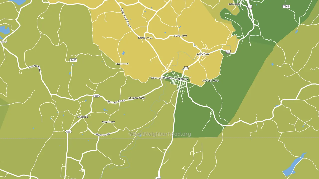 Salisbury, PA block-group voter-turnout map