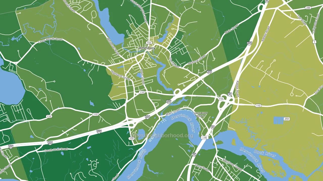 Salisbury Point, Amesbury Town, MA block-group voter-turnout map