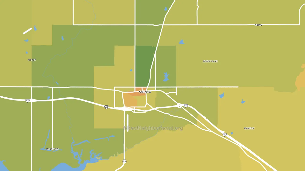 Sallisaw, OK block-group voter-turnout map