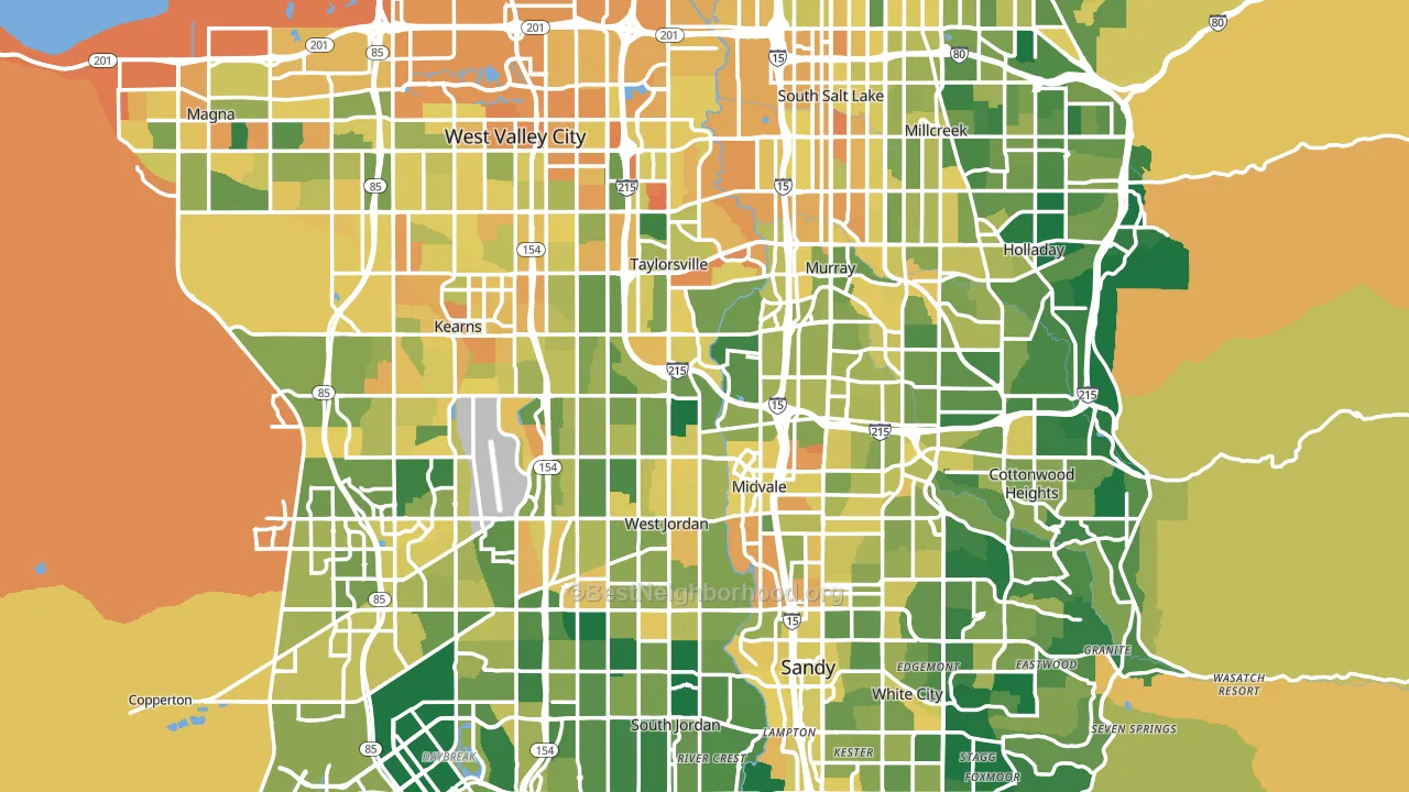 Salt Lake County, UT block-group voter-turnout map