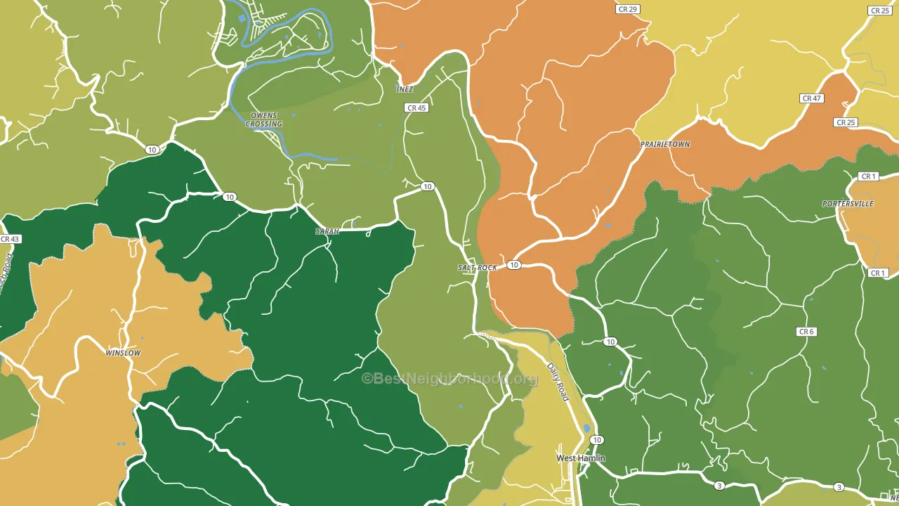 Salt Rock, WV block-group voter-turnout map
