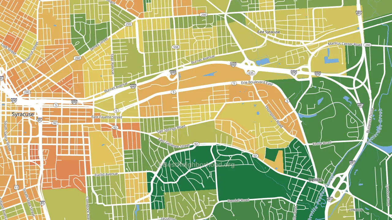 Salt Springs, Syracuse, NY block-group voter-turnout map