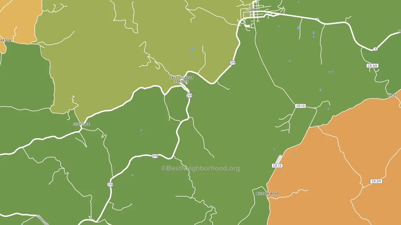 Salt Sulphur Springs, WV block-group voter-turnout map