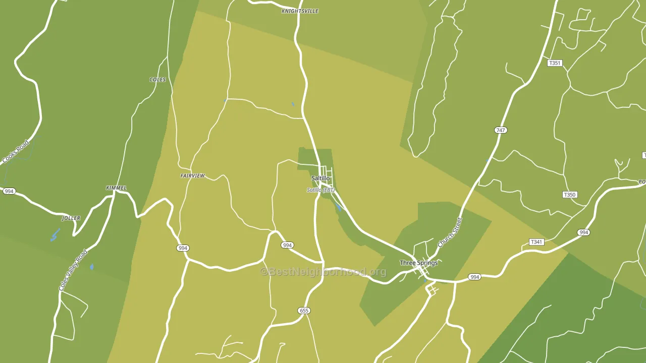 Saltillo, PA block-group voter-turnout map