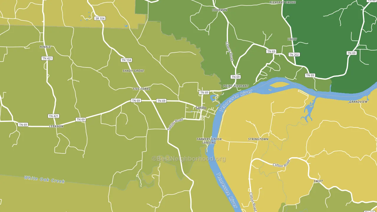 Saltillo, TN block-group voter-turnout map