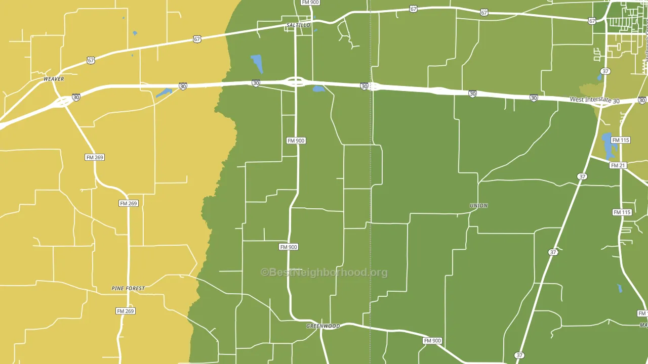 Saltillo, TX block-group voter-turnout map