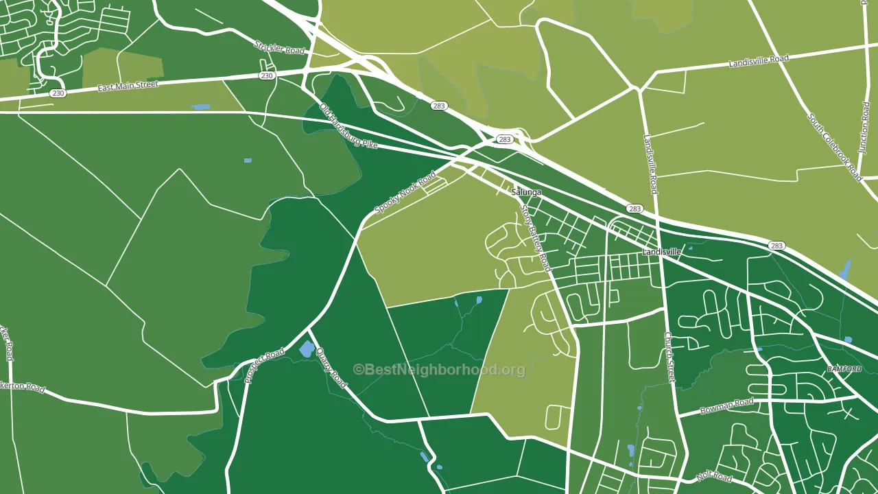 Salunga, PA block-group voter-turnout map