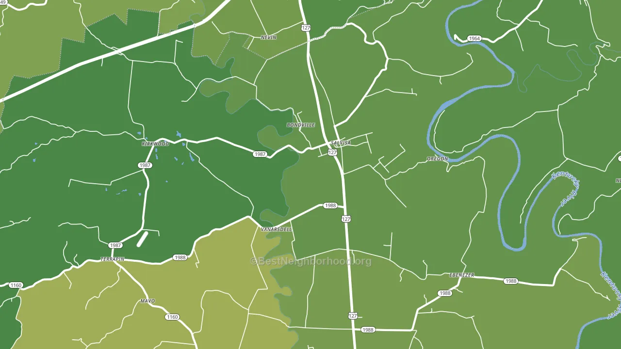 Salvisa, KY block-group voter-turnout map